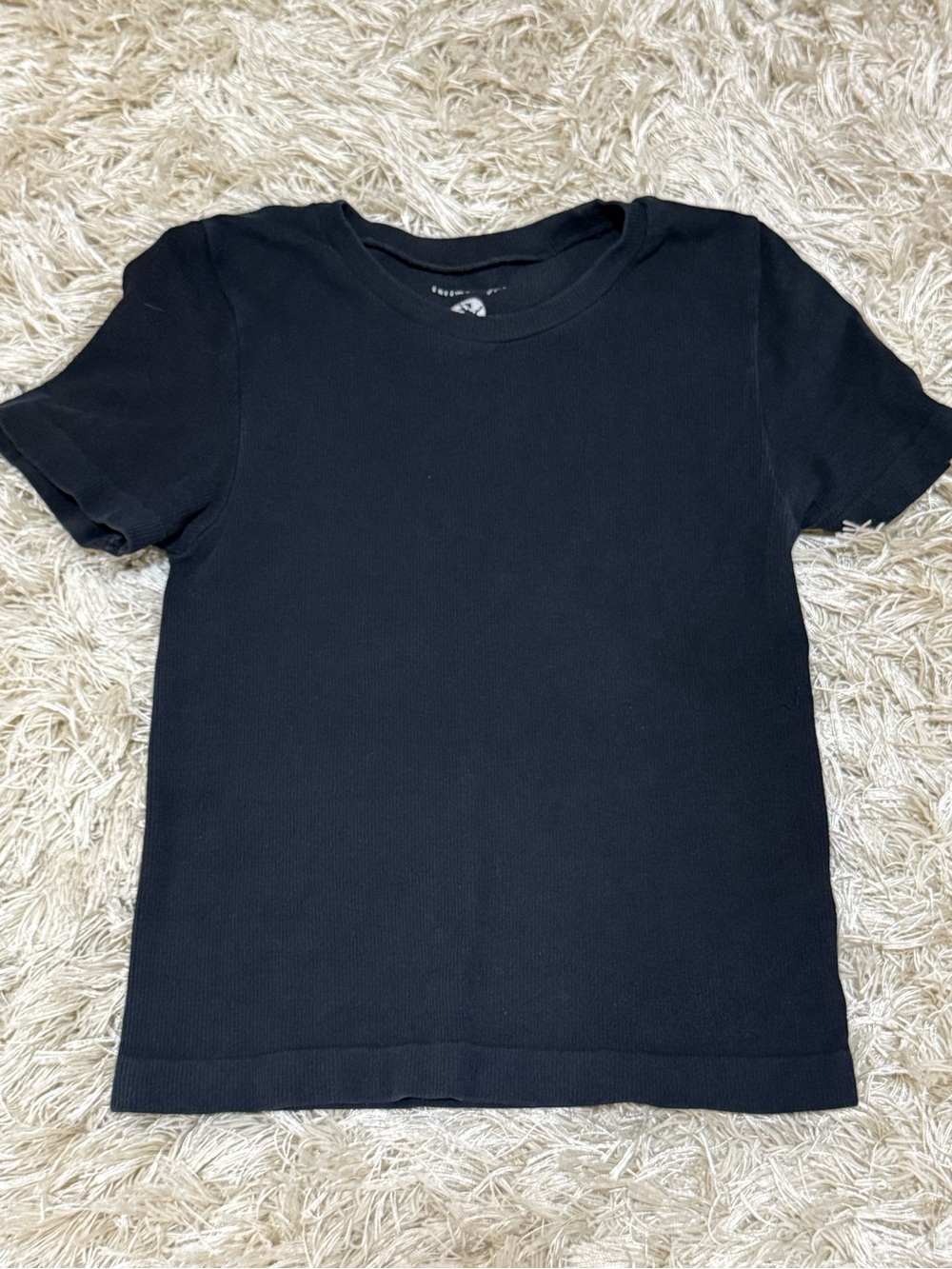 Free People Ribbed Tee Crop Top Black Size Size M/L - Picture 3 of 5